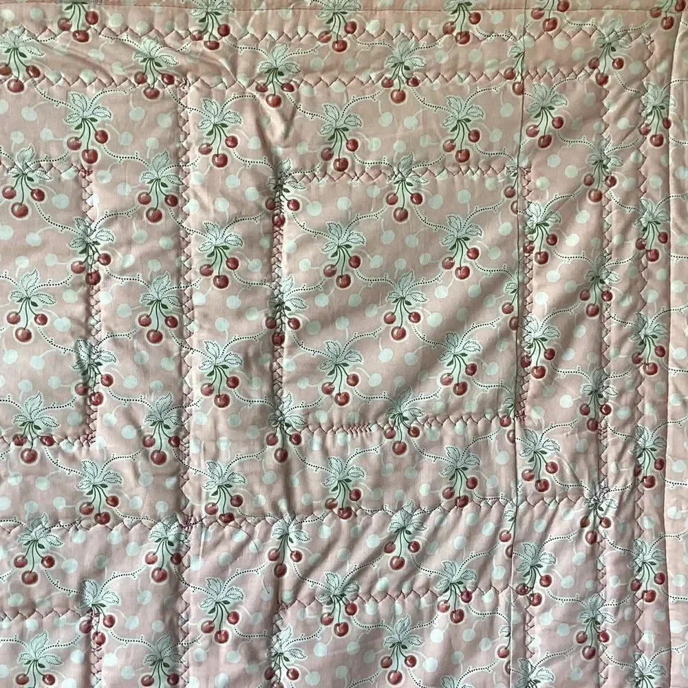 NWT. Floral Red and Pink Peonies Hand Crafted Quilt
